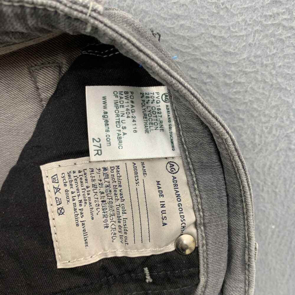 AG Adriano Goldshmied Jeans Size 27R Skinny Ankle Zip Gray Stretch 29X28 - Picture 14 of 16